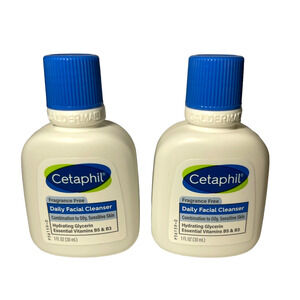 CETAPHIL LOT of 2 Daily Facial Cleanser - Fragrance Free - 1 oz Travel Size NEW!